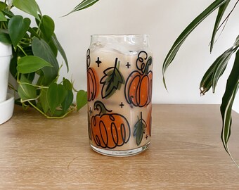 Color Changing Pumpkins and Leaves | 16 oz Beer Can Glass