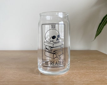 The Reader Tarot Card | 16 oz Beer Can Glass