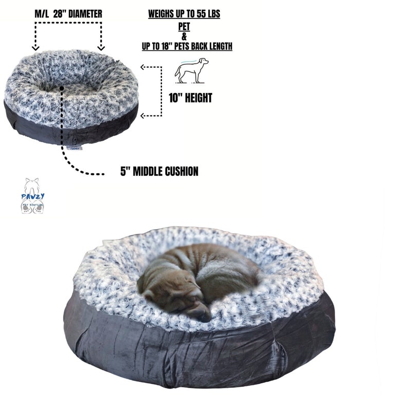 PAWZY Calming Dog Bed Anxiety Relief Donut Dog Bed Removable Etsy