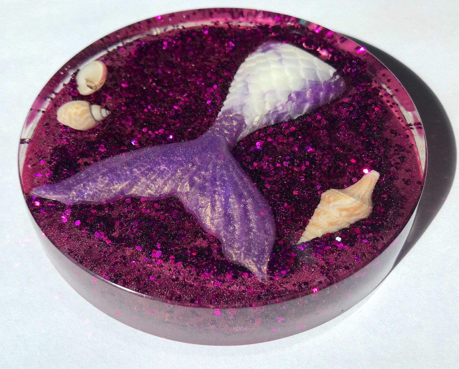 Coaster Set Mermaid Art Glitter Mermaid Tail Resin Etsy