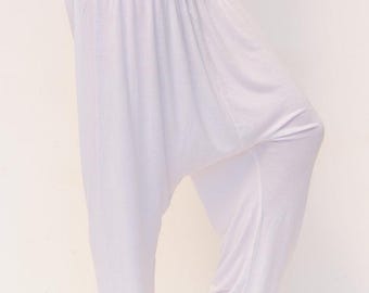 Comfort Flow Loose White Yoga Pants - Harem Style
