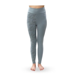 Serenity Organic Floral Yoga Leggings With Phone Pocket, Blue, 7/8th Length