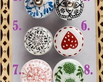 Ceramic Patterned Door Knobs – For Cupboards and Drawers