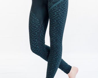 Shanti Om Organic Seamless Yoga Leggings, Full Length, Mermaid