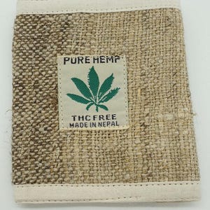 Natural Pure Hemp Wallet - random colour, Unisex, Velcro, Bi-Fold