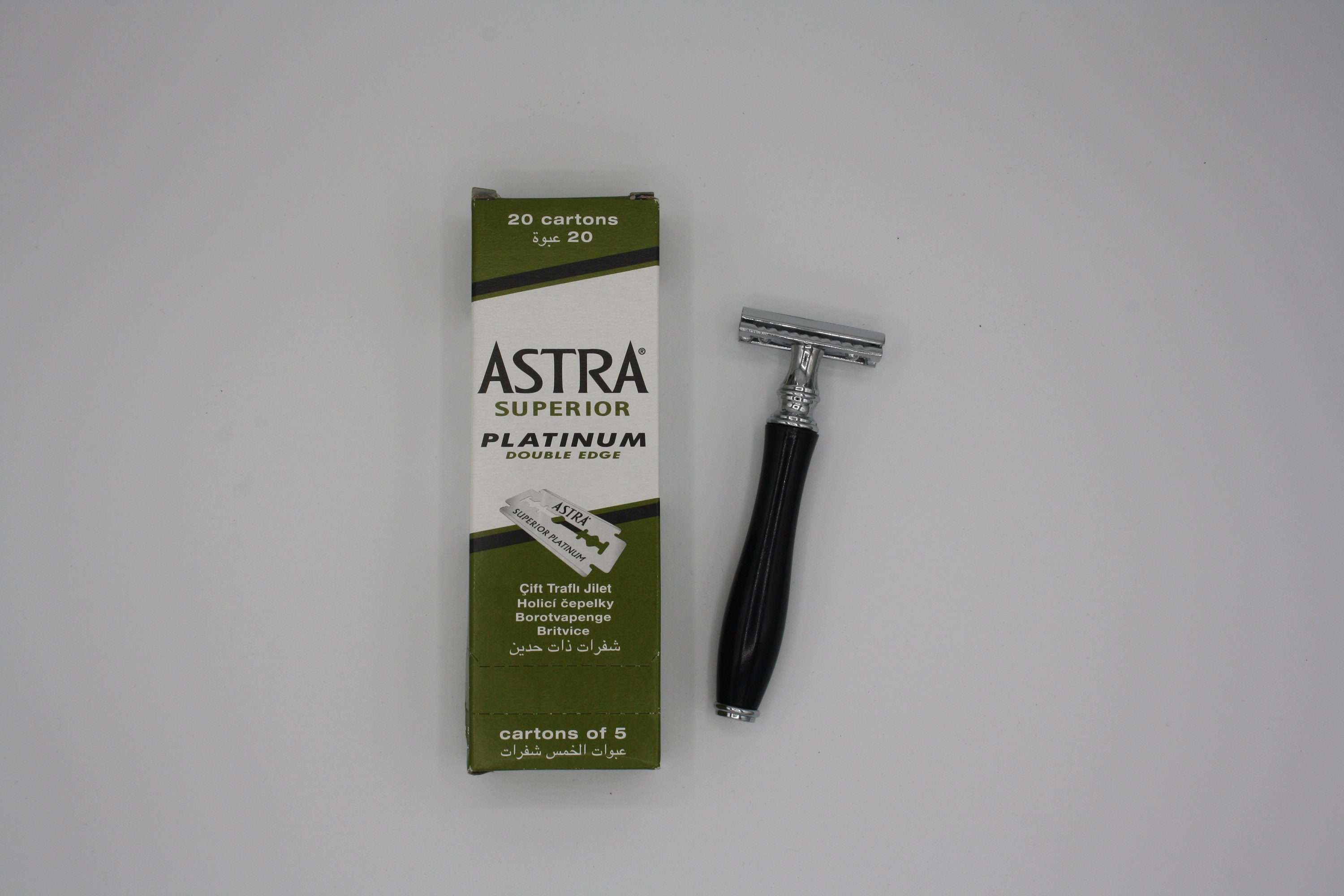 Gillette Astra Double Edge Razor Blades 100ct+ Black Wooden Handle ...