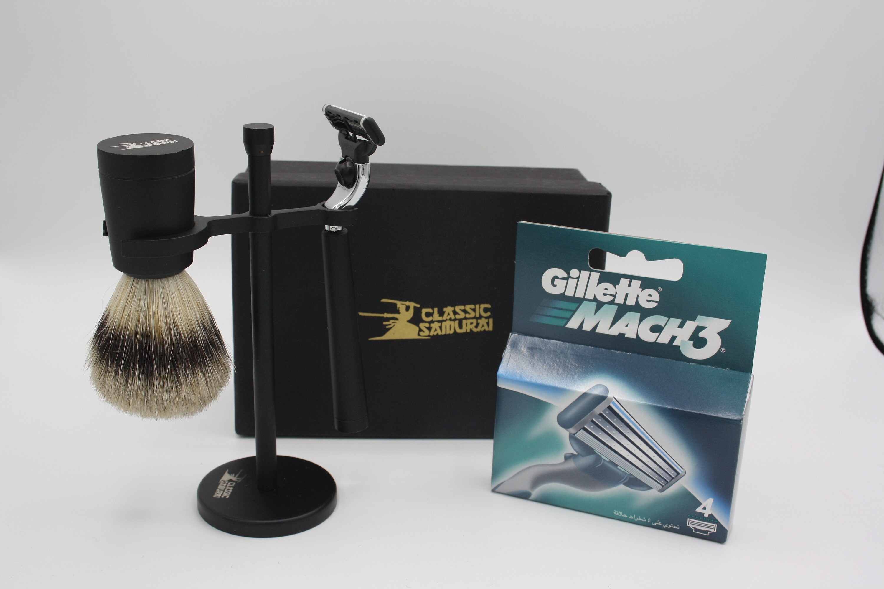Shaving Kit, Brush and Mach 3 Razor with black Box Shaving Kit, Brush and Mach 3 Razor with black Box