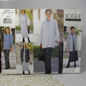 Vogue Wardrobe Pattern 2381 Like New Pattern, Uncut Factory Folded, Sizes 12 14 16 Jacket, Dress, or Top, Skirt, Pants 1999, As New