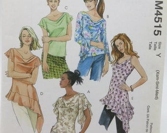 McCall's Top Pattern XS S M Bust 29.5-36" in 5 Bias Styles Uncut FF M4515