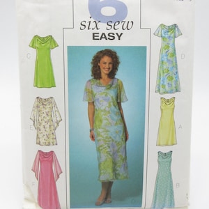 Butterick Easy Dress Six Styles Sizes 8 10 12 Bust 31 1/2 to 34 Inches Uncut Factory Folded Bias Cut Cowl Neck Butterick B4128