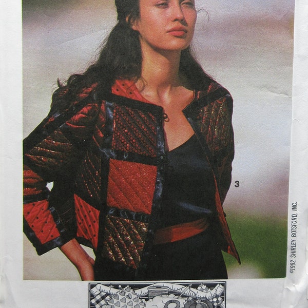 Shirley Botsford Uncut Quilted Jacket, Bolero, Vest and Bag, P S M L  Bust 30 to 42 in, Factory Folded Simplicity 7893 School of Quilting