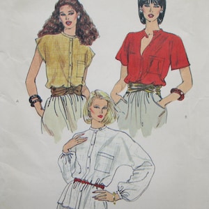 Vogue Very Easy Blouse Pattern Sizes 12 14 16 Bust 34&quot; to 38&quot; Loose Fit with 3 Sleeve Styles Uncut FF Vintage Vogue 8243