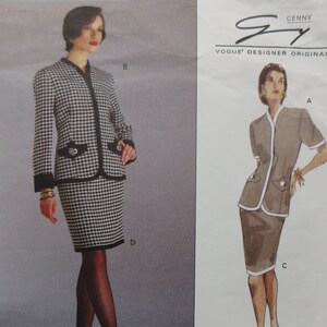 Vogue by Genny Designer Original Jacket and Skirt Sizes 12 14 16 Bust 34 to 36 Inches Uncut FF Summer or Fall Vogue 1207