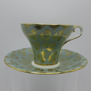 Aynsley Sage Gold Chintz Corset Cup and Saucer Teacup Gift Condition