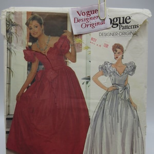Vogue Bellville Sassoon Gown or Dress Designer Original with Vogue Tag, Size 12 Bust 34 Uncut Factory Folded Vogue 1152