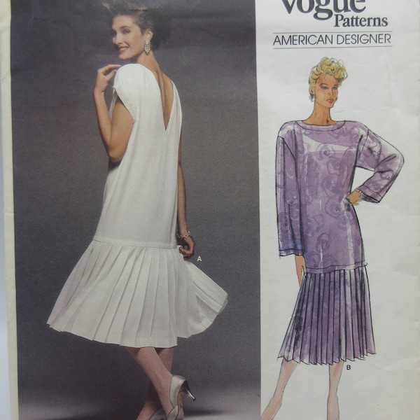 Vogue Kasper American Designer Dress Uncut Size 10 Bust 32.5 Inches 1980s does 1920s Style Dress Vogue 1512 Factory Folded