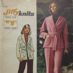 Simplicity Jiffy Knits Uncut Jacket and Pants Pattern Size 12 Bust 34 Inch, Factory Folded 5840 Vintage See Description and Photos