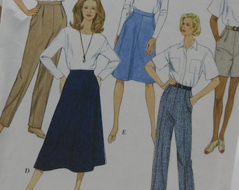 Simplicity Shorts Pants Skirt Summer or Fall, Elastic Waist 8 - 14 Bust 30.5-36&quot; , 12 -18 Bust 34-40&quot; Uncut FF 9589