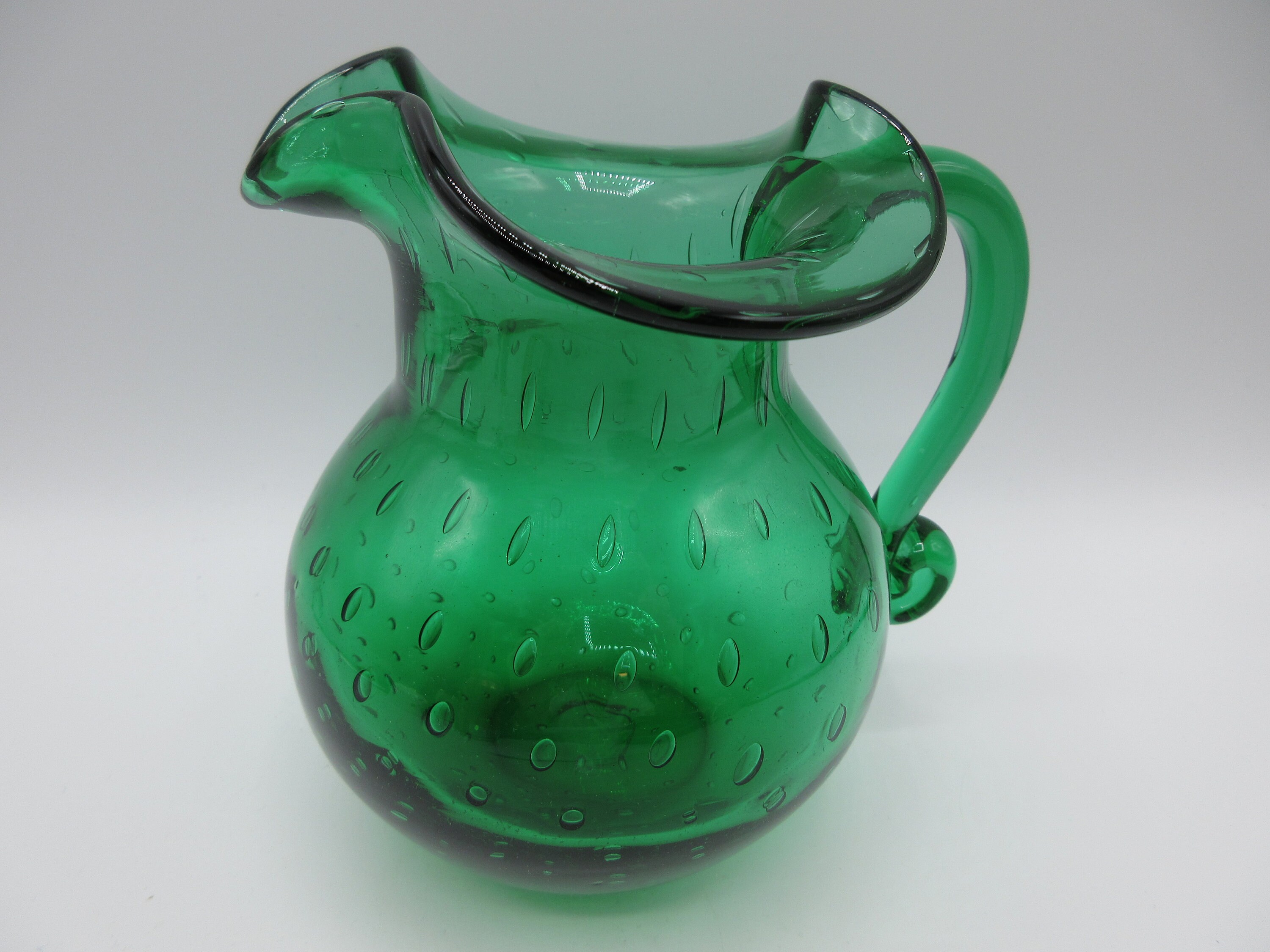 Vintage Hand Blown Art Bubble 1 Gallon Water Tea Pitcher