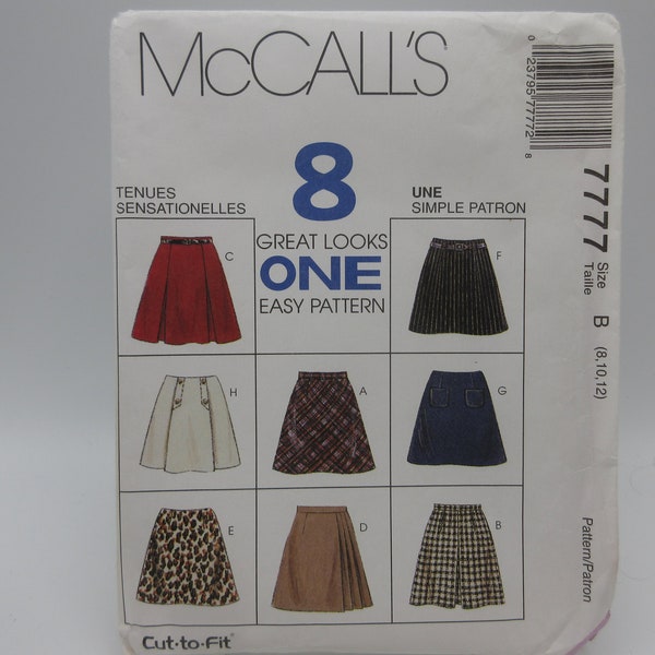 McCall's Uncut Skirt Pattern in 8 Styles A-line Sizes 8 10 12 Waist 24 to 26 and Half Winter or Summer Fabrics