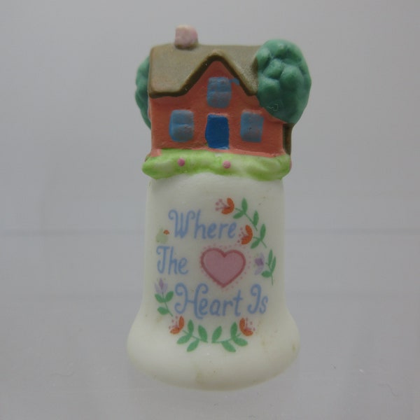 Collectible Thimble By The Creative Circle Decorative Figurine Thimble Home Where the Heart Is Bisque
