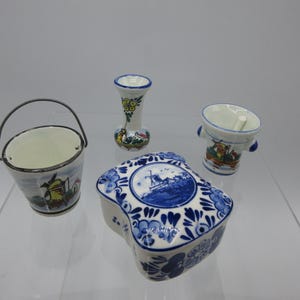 Choice of 3 Holland Miniatures or Delft Blue Hand Painted Trinket Box with Windmill