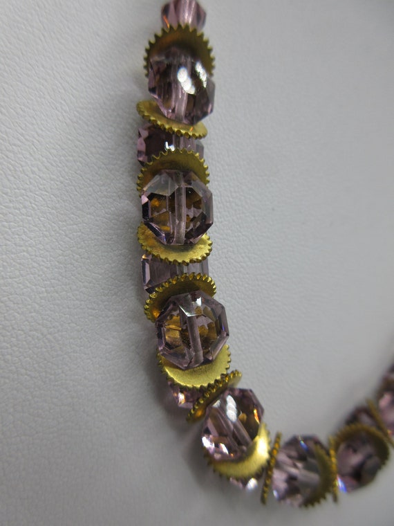 Antique Amethyst Crystal Bead and Brass Rondelle … - image 2