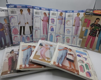 Unisex Scrubs Patterns Your Choice Uncut FF See Description Below for Chest Measurments for Each Pattern