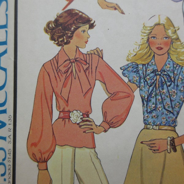 1970s Uncut McCall's Blouse Pattern Bust 38 Inch 4 Styles with Long or Short Flared Sleeves McCall's 4602