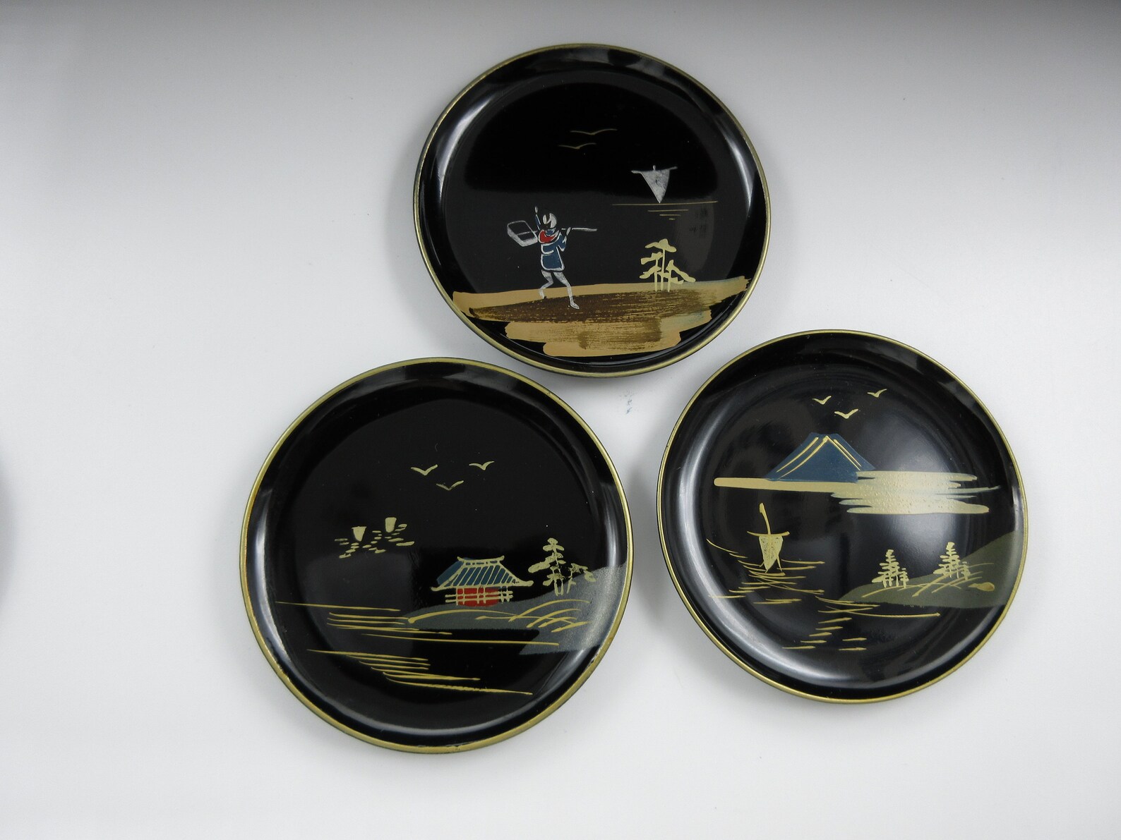 Japanese Lacquerware Coaster Set of 6 Coasters in Lacquerware Etsy