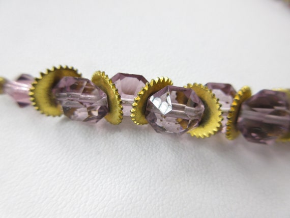 Antique Amethyst Crystal Bead and Brass Rondelle … - image 4