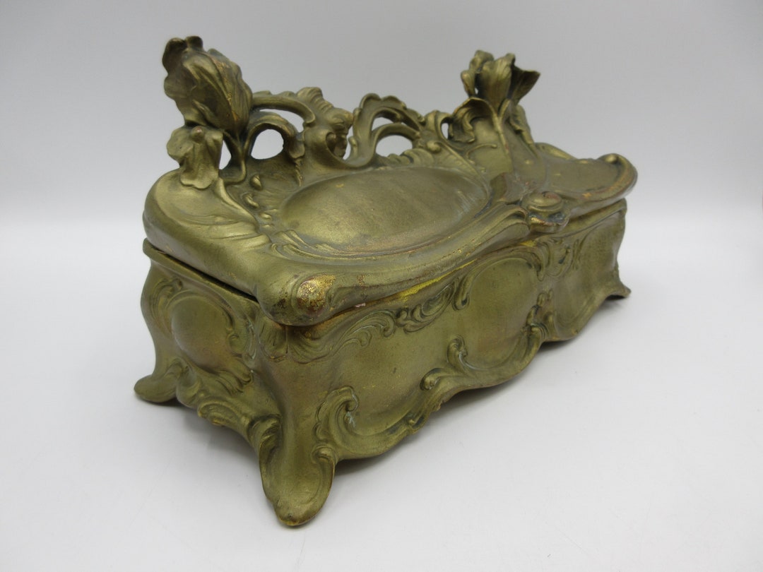 Antique Jennings Brothers Large Jewelry Casket Over 10 Inches Long