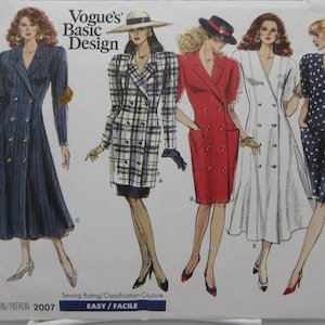 Vogue Easy Dress Tunic Skirt Uncut Pattern 8 10 12 Bust 31 and Half to 34 Inches Factory Folded Easy Vogue Basic Design Number 2007