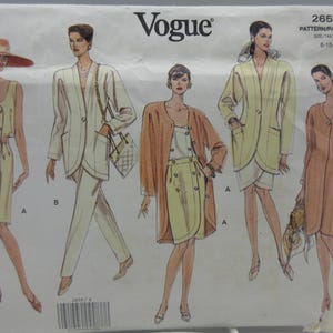 Vogue Easy Summer or Fall 5 Piece Pattern Jacket Dress Top Skirt Pants Sizes 8 10 12 Bust 31.5&quot; to 34&quot; Uncut FF Vogue 2659 French English