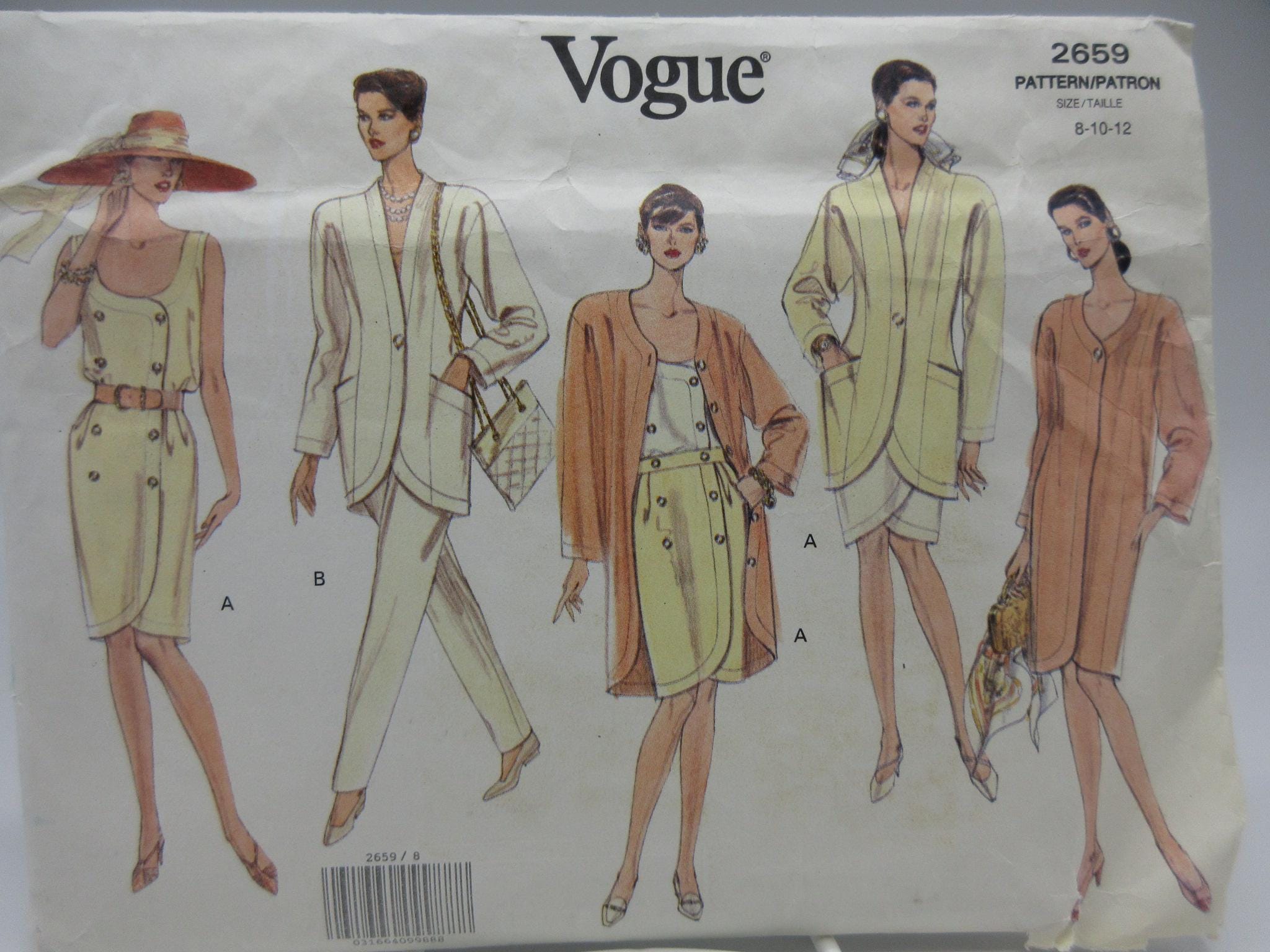 Vogue Easy Wardrobe Summer or Fall Jacket Dress Top Skirt