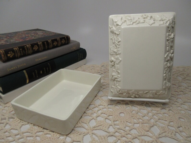 Wedgwood Queensware White Embossed Box With Lid White Etsy