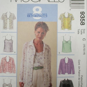 McCall&#39;s Summer Camisole & Blouse Pattern, Sizes 10 12 14, Bust 32.5 to 36&quot;,  Uncut FF McCall&#39;s 9358 English Only