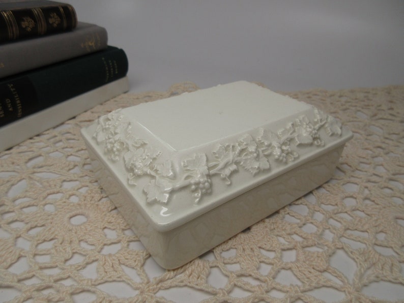 Wedgwood Queensware White Embossed Box With Lid White Etsy