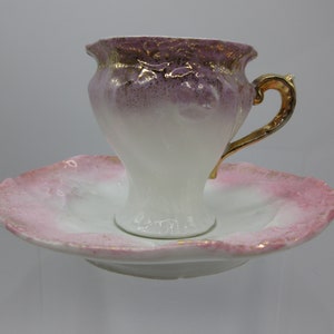 Antique Crown S Germany Demi or Espresso Embossed Porcelain Gold Trimmed Small collectible Cup