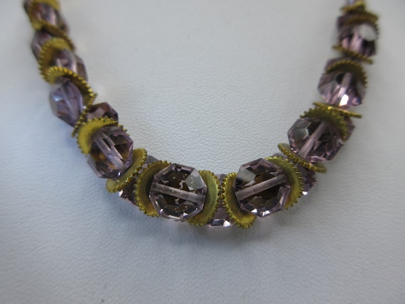 Antique Amethyst Crystal Bead and Brass Rondelle … - image 1