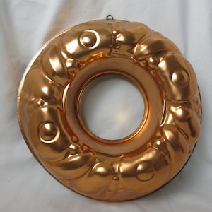 Large Copper Mold Ring with Fruits Vintage 13.5&quot; Vintage Gift Condition Copper Kitchen