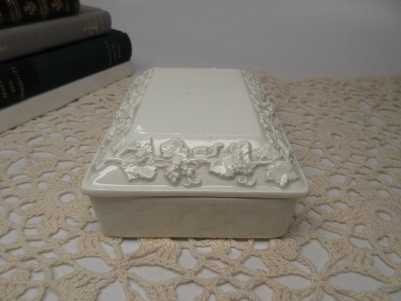 Wedgwood Queensware White Embossed Box With Lid White Etsy