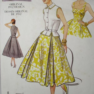 Vogue Summer Event or Day Dress with Vest, Sizes 6 8 10 Fit and Flare, Bust 30.5&quot; to 32.5&quot;, Reissued 1952 Design Uncut FF Vogue 2561