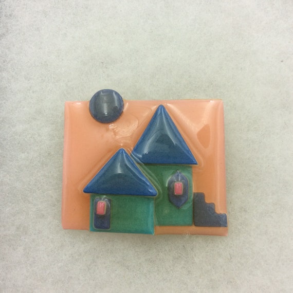 Vintage Lucinda House Pin, Pretty Peach Sunset Sky
