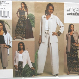 Vogue Easy Wardrobe Pattern Uncut Sizes 12 14 16 Bust 34 to 38 Factory Folded Easy Summer Wardrobe Vogue 2744