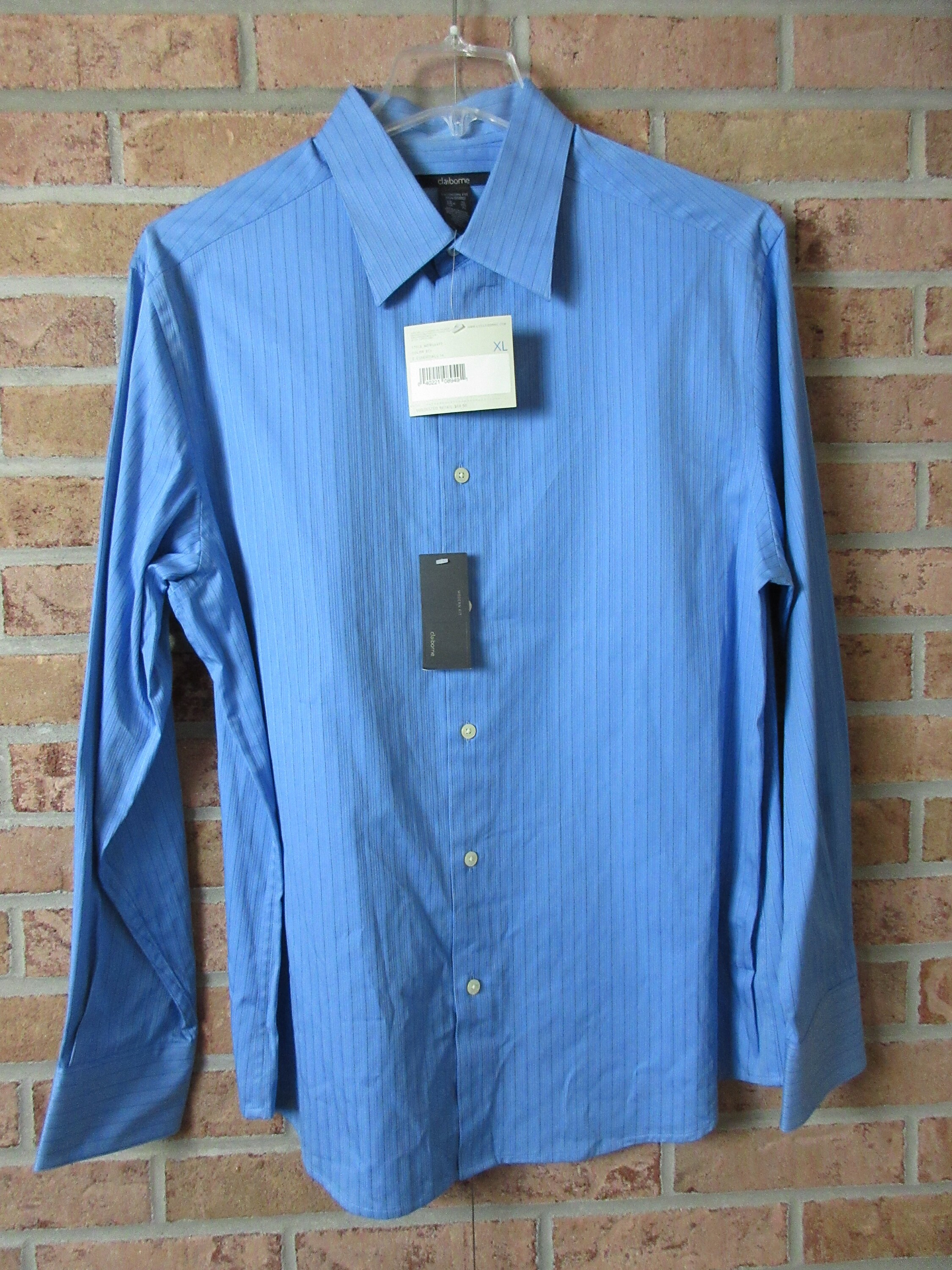 claiborne modern fit dress shirt Claiborne Long Sleeve Button Down Wrinkle Free Modern Fit Shirt Gray Large