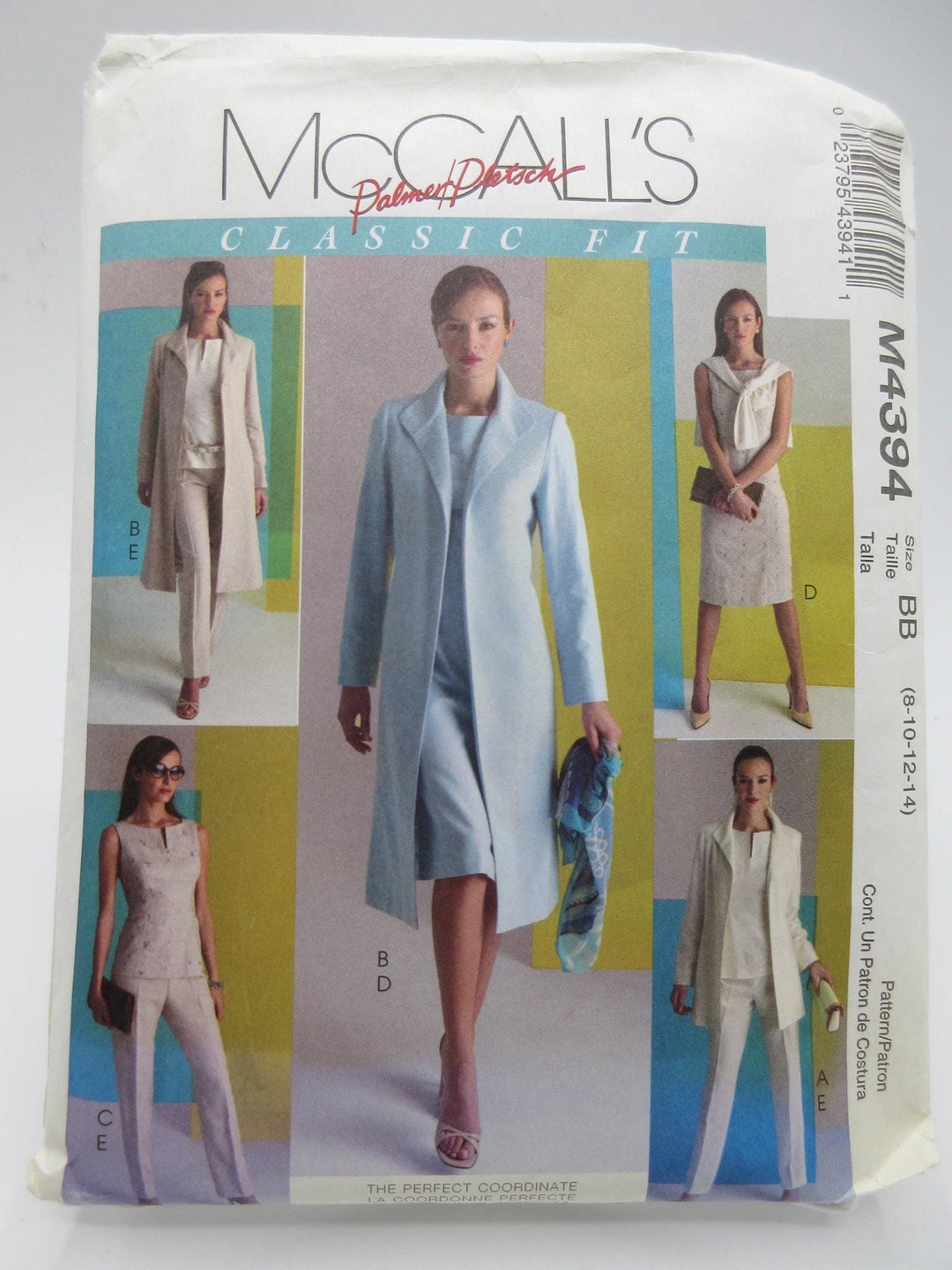 Mccall's Palmer Pletsch Lined Jacket Dress Top Pants M4394 Sizes 8 10 ...