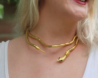 Schlange Halskette // Gold oder Silber // Biegbare Medusa Halskette für Frauen // Schlange verstellbarer Choker Schmuck