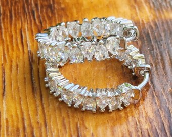 Silber oder Gold Kristall Hoops/Crystal Surround CZ Hoops für Alltag oder Formelle