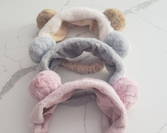 Gesicht waschen Stirnband 3er Set // Teddybär Spa Stirnband // Tier Make-up Stirnband // Gesichtswasch Stirnband // Spa Accessoire // Bär Ohr Stirnband